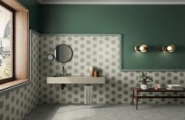 green patterned wall tiles