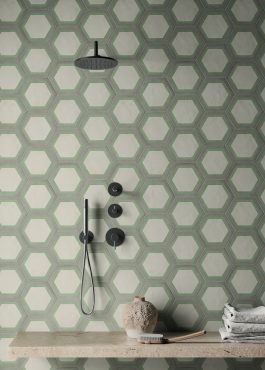 green patterned wall tiles