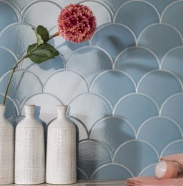 blue crackle glazed fish scale tiles